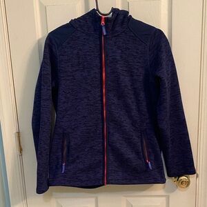 Lands' End Kids Dark Blue Jacket with neon orange Zipper